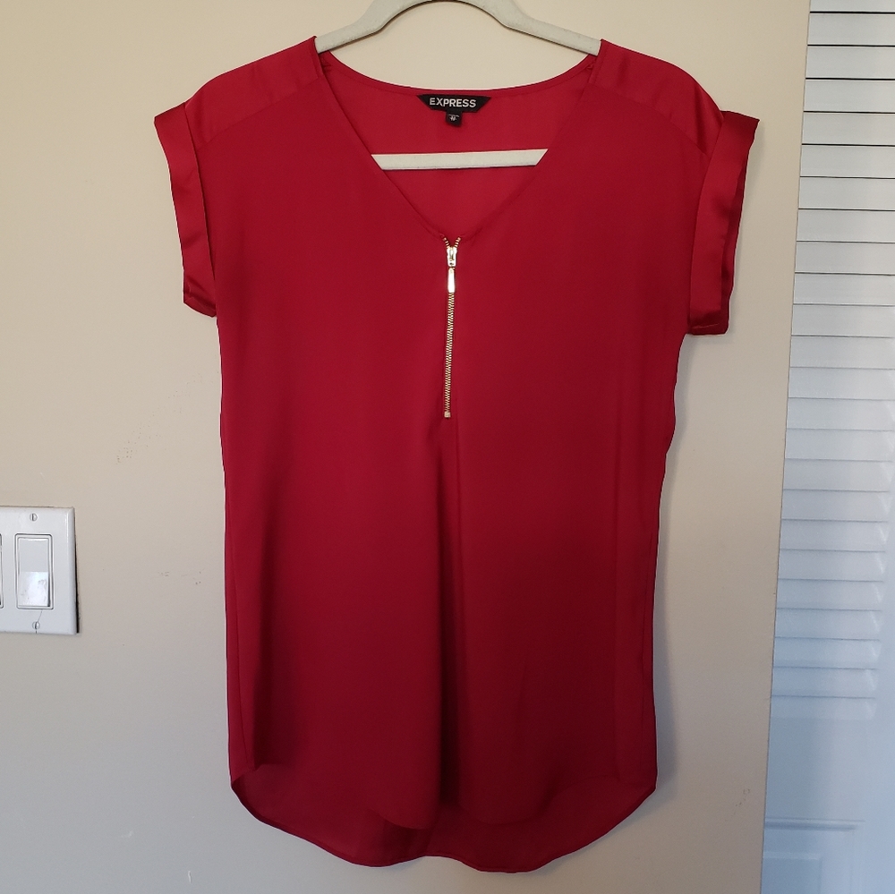 Express Marroon Front Zip Shirt